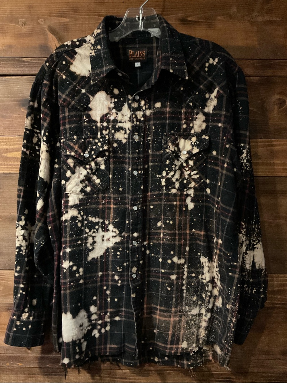 Custom Made GUNS N' ROSES Back Patch Distressed Large Plaid Flannel W/Back Roses - Picture 4 of 6